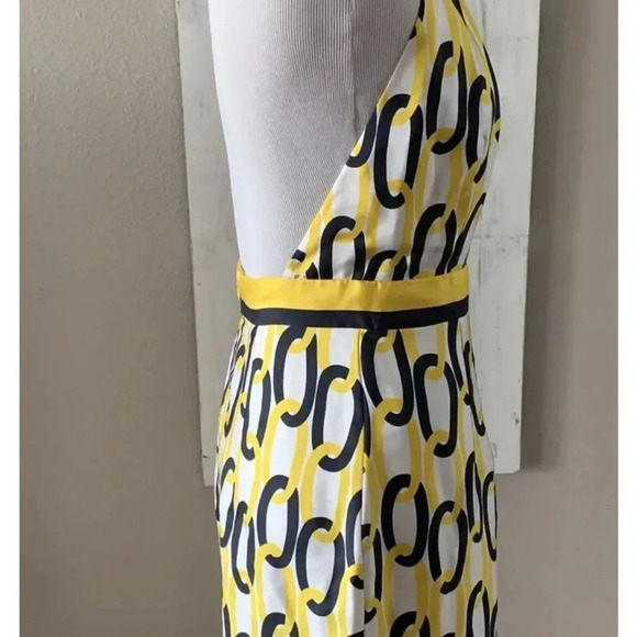 Milly Chain Link Halter Navy & Yellow Women’s Size 4 sheath dress backless  sexy - Picture 4 of 16